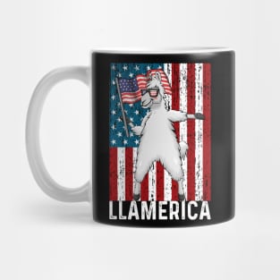 Llamerica Funny Llama American Flag Mug